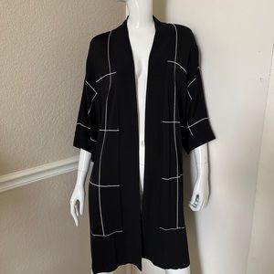 JOSEPH RIBKOFF NWT! Black Viscose Thin Knit Open Longer Cardigan Duster Sz S NEW